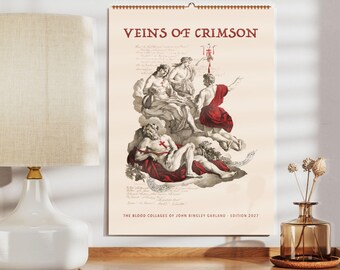 Veins of Crimson Wall Calendar - American Gothic Art, Dark Academia Decor, Semi-Glossy Paper