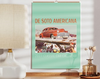 Calendario de pared DeSoto Americana - Patrimonio de los coches clásicos, para entusiastas del motor, papel semibrillante