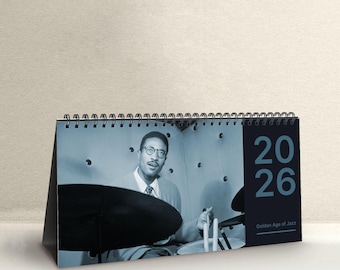 Max Roach Jazz Calendar – Desk Top Flip, William Gottlieb Photography, klassiek, cadeaus voor muzikanten, jazz