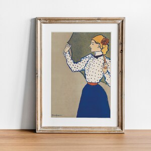 Elegancia de los años 1900 de Edward Penfield: Mujer Art Nouveau con sombrilla / Impresión artística clásica vintage para coleccionistas