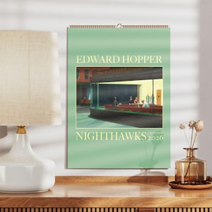 Edward Hopper Wall Calendar – Nighthawks Painting, American Realism, Famous Artists, Urban Art, Iconic Paintings