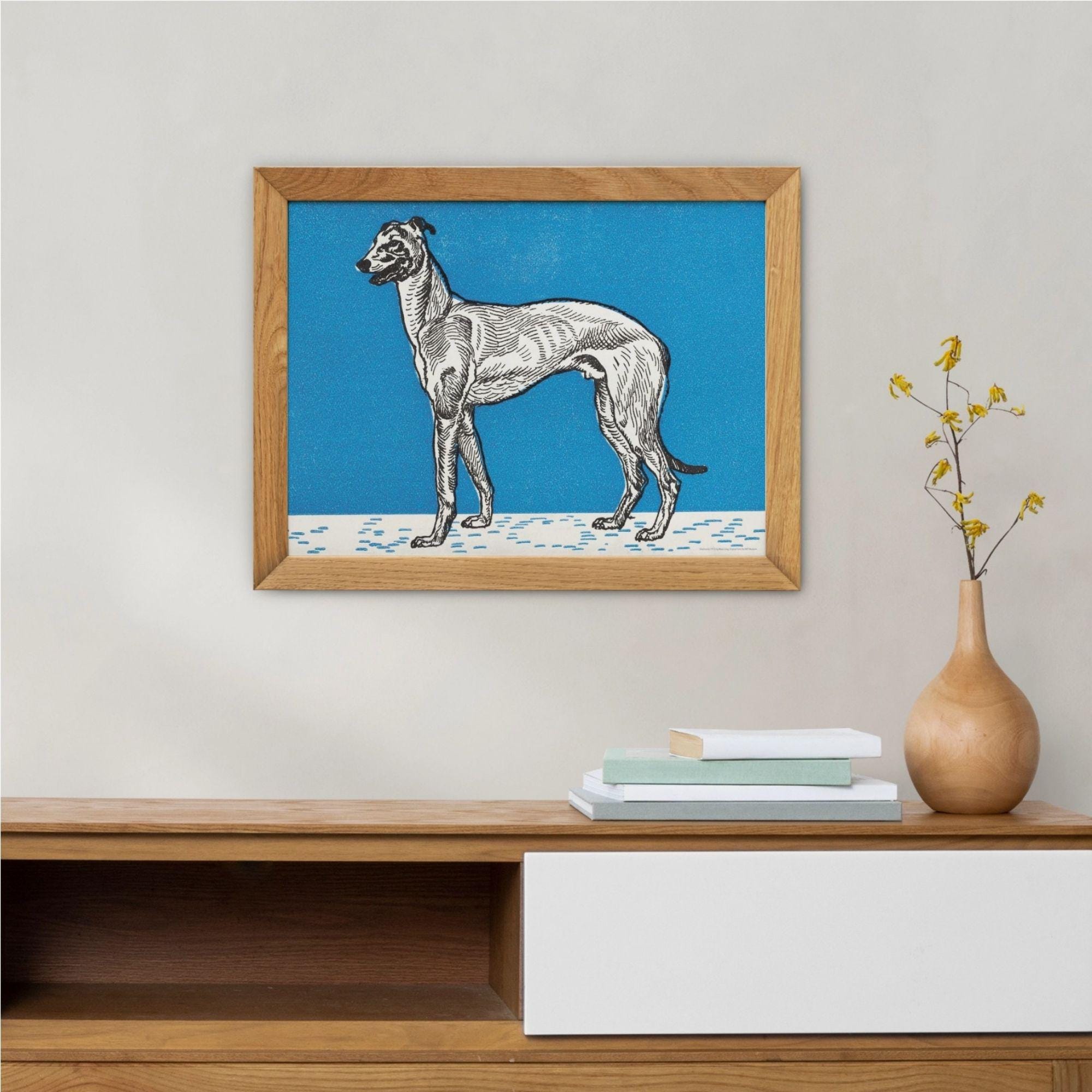 Greyhound Woodcut Print by Moriz Jung - Austrian Art, Dog Lover