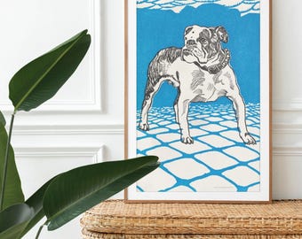 Greyhound Woodcut Print by Moriz Jung - Austrian Art, Dog Lover