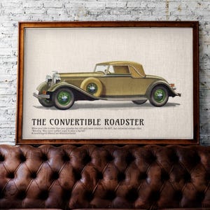 Lincoln Rare Classic Car Poster – The Convertible Roadster, Automobile Art, Ford Motor Company, American Car, Classic Cars Gift