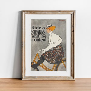Edward Penfield - Bicycle Ad, Art Nouveau, 1900s Vintage Print, Retro Wall Art, Classic American Collectible, Unique Home Decor