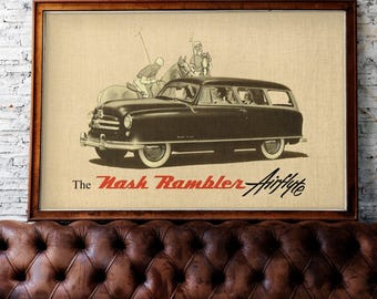 Nash Rambler Classic Car Poster, Vintage American Motors Wall Art, Retro Auto Print, Classic Cars Decor