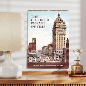 Calendario da parete Vintage Cities: paesaggi urbani storici dalla New York retrò a Salt Lake City, regali storici unici