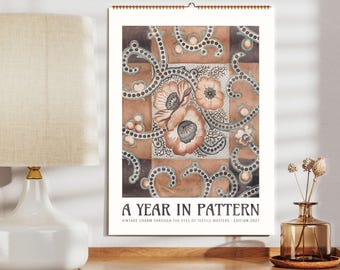 Calendrier mural d'art populaire américain – Motifs, papier semi-brillant