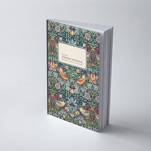 William Morris: Strawberry Thief, Victorian Arts and Crafts, Personalised Journal Book Gift