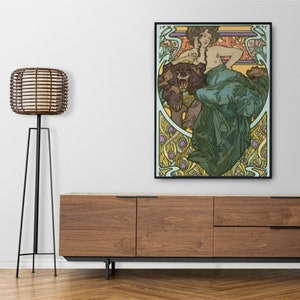 Alphonse Mucha Art Nouveau &#39;Harmony of Nature and Grace&#39; Poster | Unique Wall Art Gift for Her & Friends