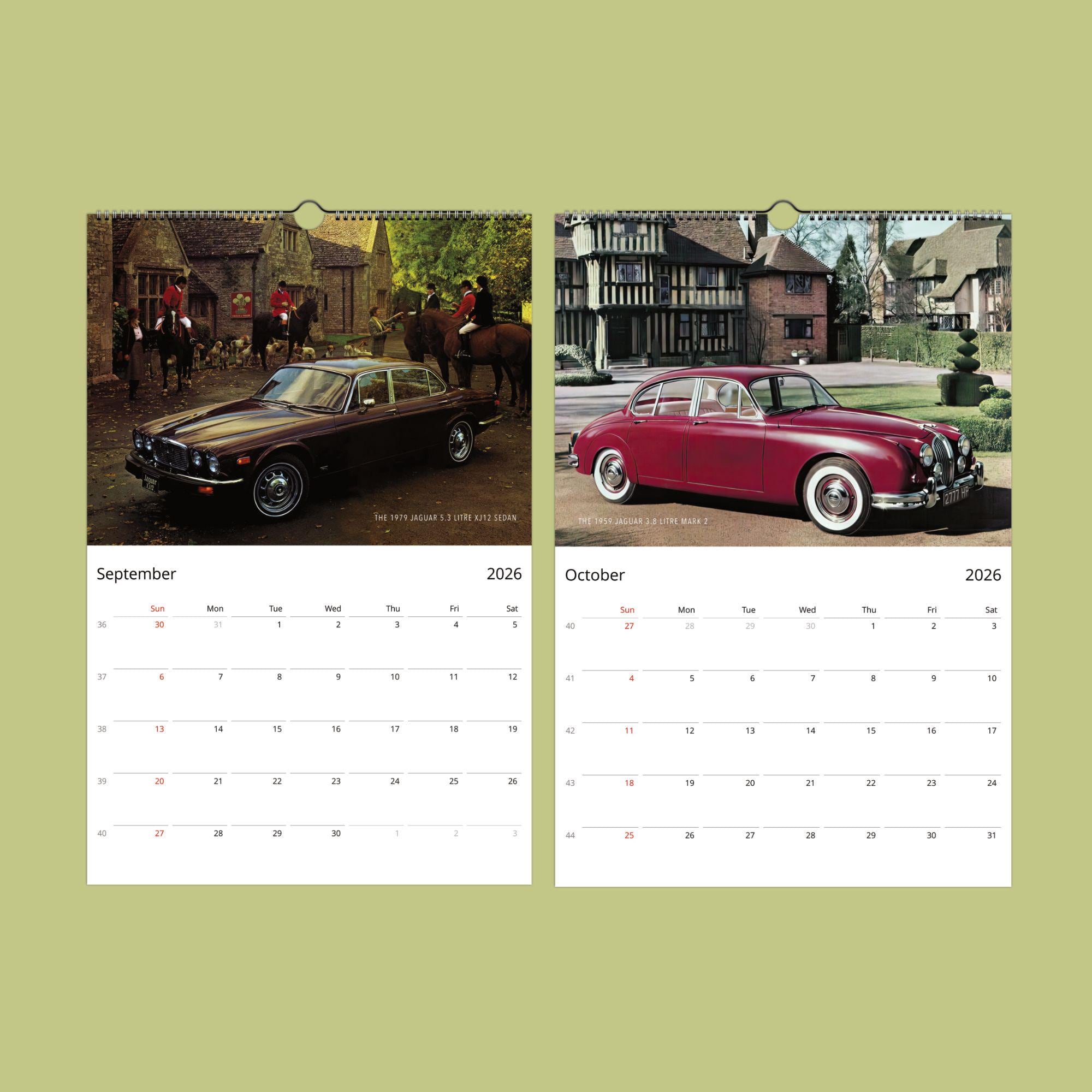Jaguar Classic Sports Car Wall Calendar - Vintage Models, Semi