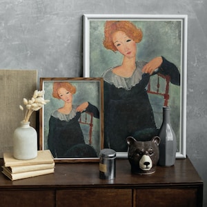 Amedeo Modigliani: Woman with Red Hair | Contemporary Portrait Painting, Elegant Modigliani Print for Your Modern Wall Decor