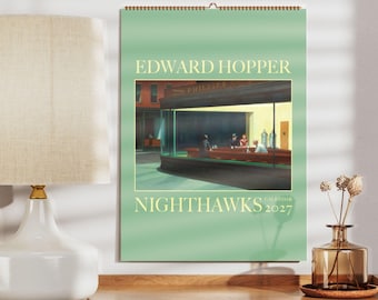 Calendrier mural Edward Hopper - Artiste américain, Art réaliste, papier semi-brillant