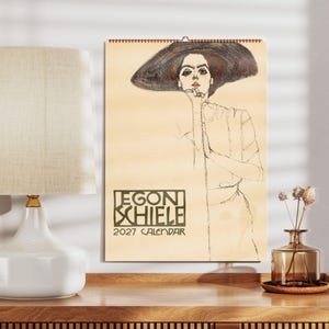 Egon Schiele väggkalender - Berömd konstnär, expressionistisk konst, halvblankt papper