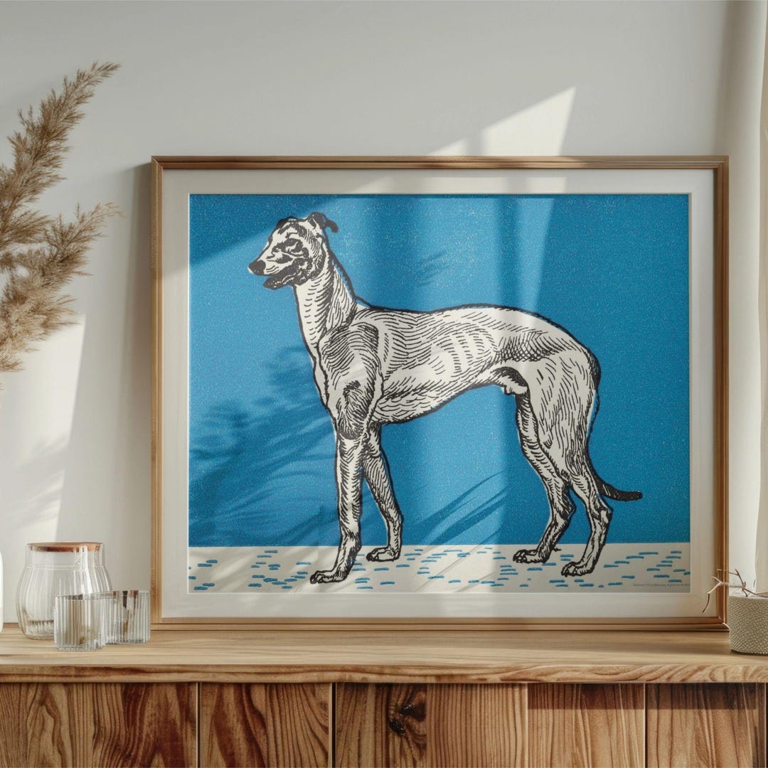 Greyhound Woodcut Print by Moriz Jung - Austrian Art, Dog Lover