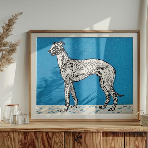 Greyhound Woodcut Print by Moriz Jung - Austrian Art, Dog Lover