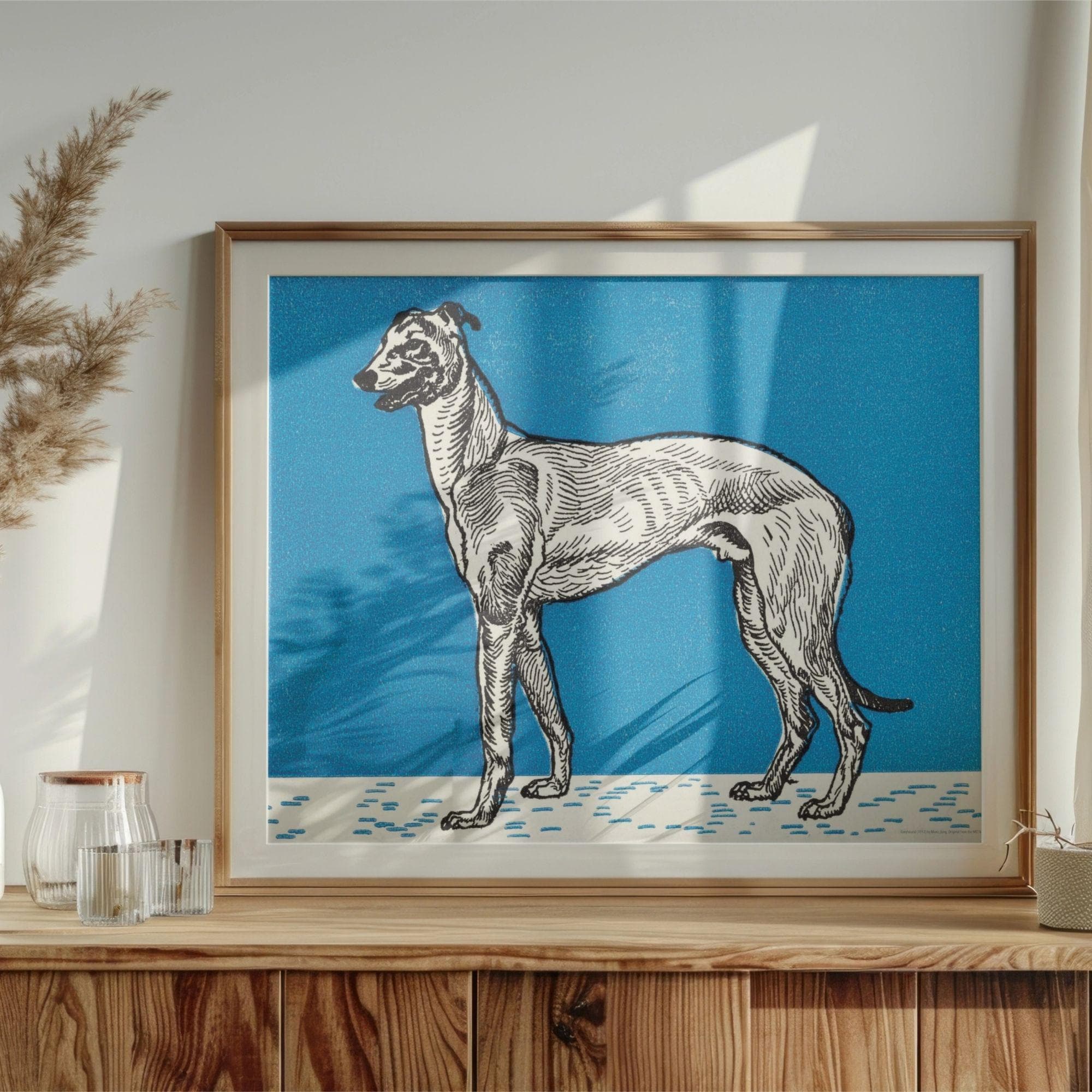 Greyhound Woodcut Print by Moriz Jung - Austrian Art, Dog Lover