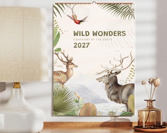 Wildtier Wandkalender – Safari Tiere in der Natur, auf seidenmattem Papier
