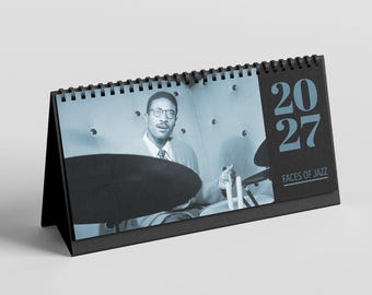Calendrier de bureau jazz classique - Agenda mensuel, couverture Max Roach, papier semi-brillant