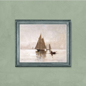 Sailboats in the Evening - Moody Vintage Art
