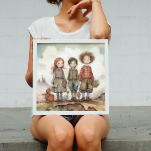 Arte caprichoso de la pared de la guardería: Reino de la inocencia, arte de la pared de la habitación de los niños, decoración de la habitación del bebé, cartel ilustrado, regalo para ella