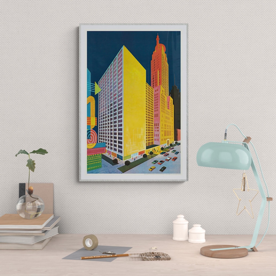 Vintage Chicago Wall Art Aesthetic Sheratonchicago Hotel Etsy
