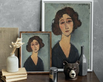Impresión de retrato de Modigliani: Jeune Femme, arte moderno de la pared
