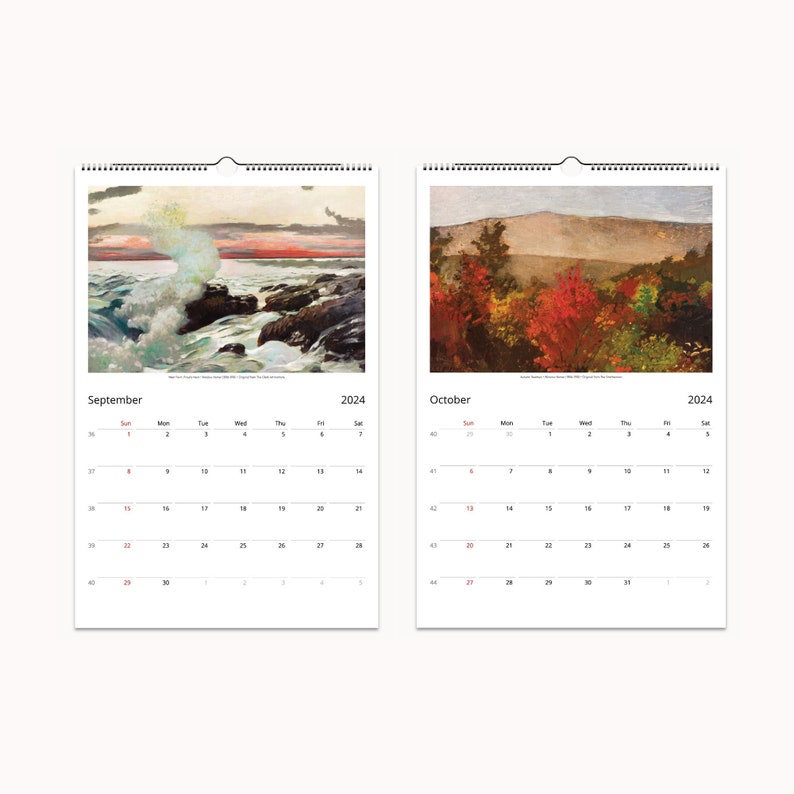 2024 Wall Calendar Winslow Homer Perfect Gift Ideas for Etsy