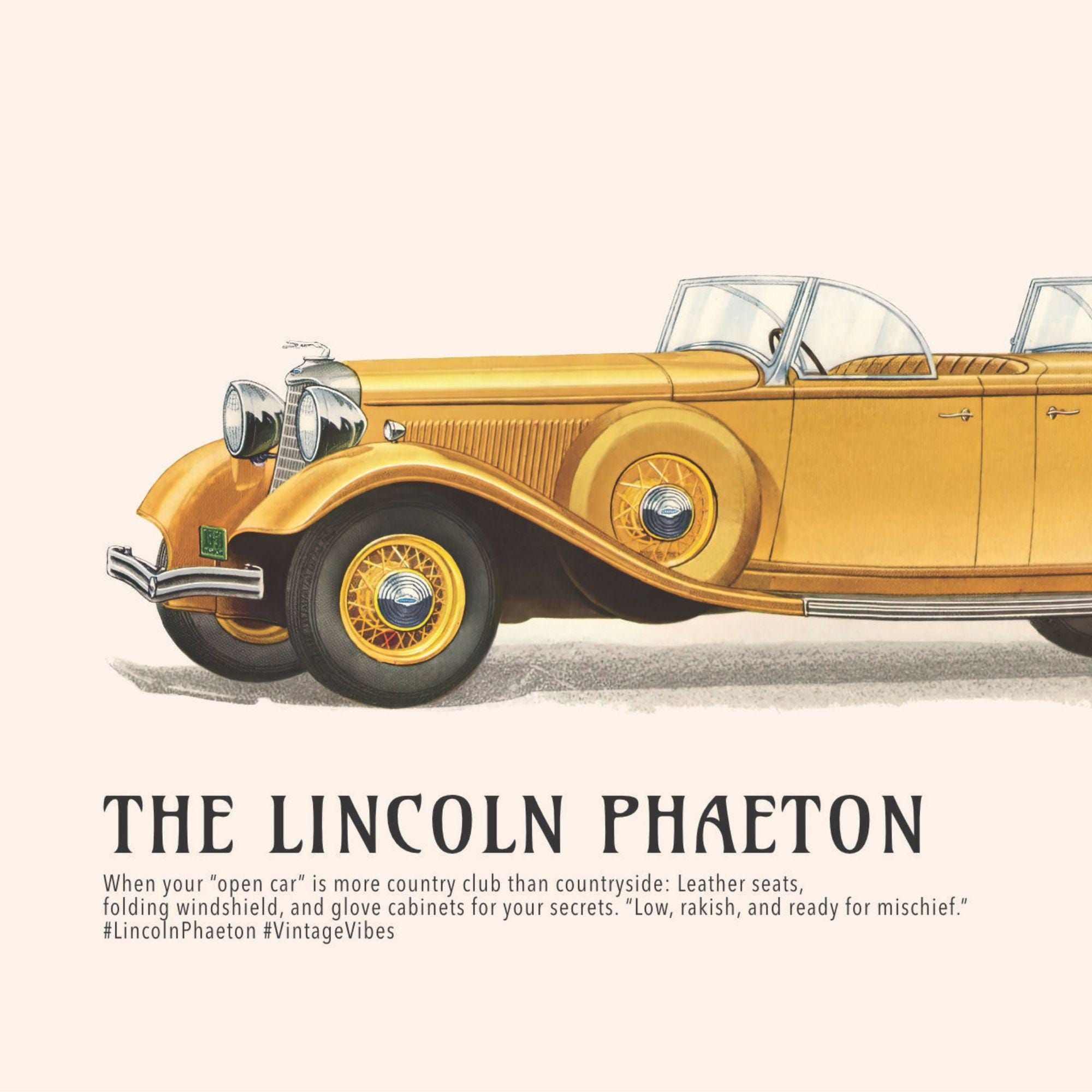 リンカーン・コンチネンタル　アンティークポスター 1933年リンカーン・フェートンポスター - クラシックアメリカンカーの