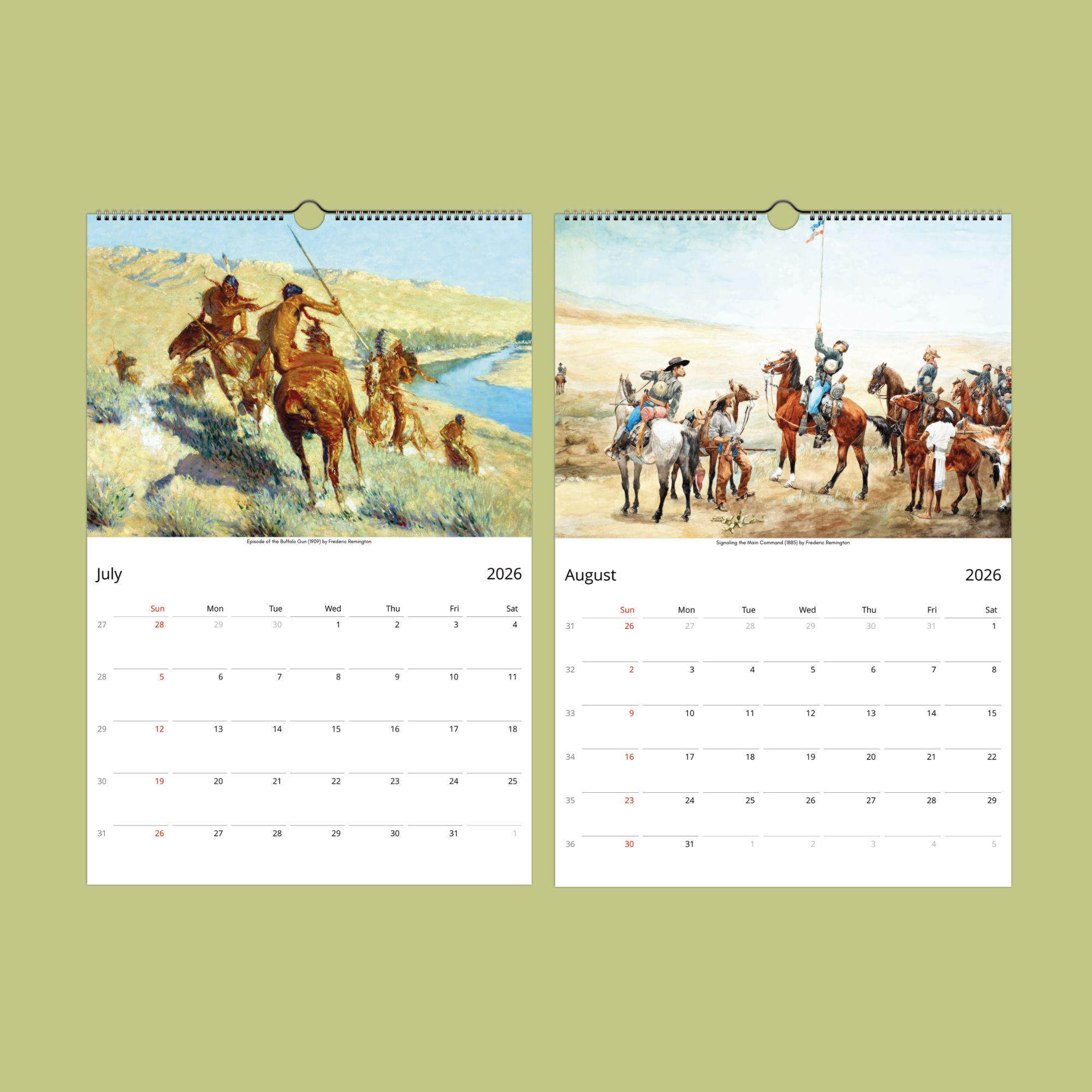 Frederic Remington Wall Calendar: Western Art & Native