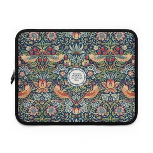 William Morris Laptop Sleeve - Strawberry Thief Design, Protective Case for MacBook & Tablets, Stylish Vintage Floral Print Cover