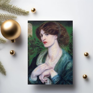 Juego de tarjetas El saludo de Beatriz: 10 tarjetas de felicitación en blanco de arte victoriano, juego de regalo de Dante Gabriel Rossetti