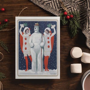 Kerstkaart van de puck van Kerstmis | Elegante vintage winterillustratie, sneeuwlandschap, kerstgroet, boxset, blanco kaarten voor kerstcadeau