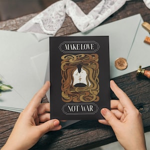 Juego de tarjetas de felicitación Make Love Not War: tarjetas en blanco, paquete de tarjetas de felicitación en caja, regalo de paz y amor, decoración pacífica para el hogar