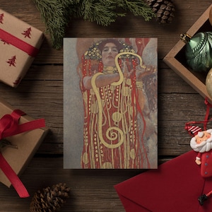 Juego de tarjetas de felicitación de Gustav Klimt: Hygieia, símbolo de la salud, decoración Art Nouveau con calidad de museo