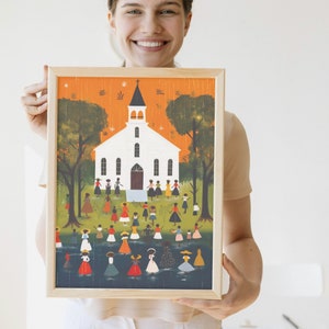 Clementine Hunter: Bayou Baptisms, framed poster – naive artists folk art, capture Southern heritage and tradition for any art lover