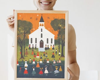 Clementine Hunter - Bayou Baptisms, Framed Folk Art Poster