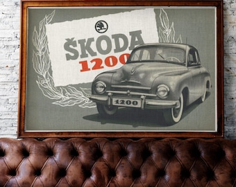 Skoda 1200 Art Print, Skoda Oldtimer, Classic Cars, Rare Classic Car, Wall Decor, Poster, Gift for Collectors