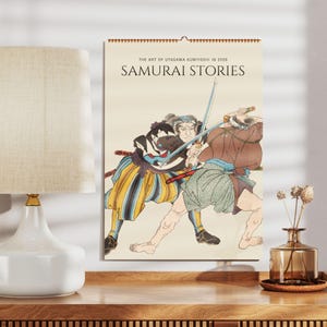 Calendrier mural Utagawa Kuniyoshi Samurai - Gravure sur bois japonaise, gravures ukiyo-e, 47 rônins, décoration de l&#39;époque d&#39;Edo