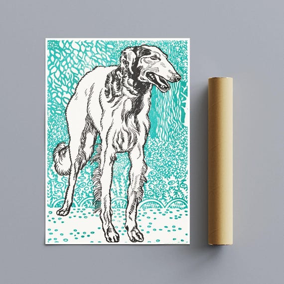 Greyhound Woodcut Print by Moriz Jung - Austrian Art, Dog Lover
