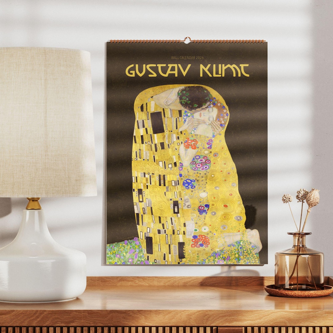 Wall Calendar 2026, Gustav Klimt Art, 12 Months, Large Grid Design