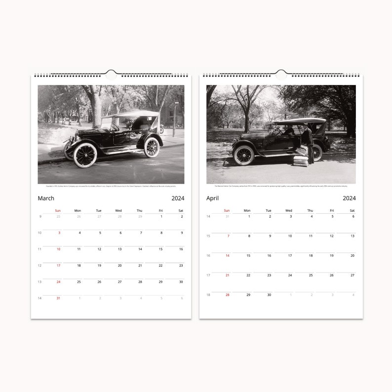 2024 Wall Calendar Roaring Twenties Perfect Gift for Car Enthusiasts