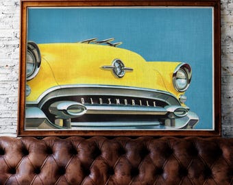 1955 Oldsmobile Automobile Wall Art – Classic American Poster, Muscle Gift for Car Guys, Collectors