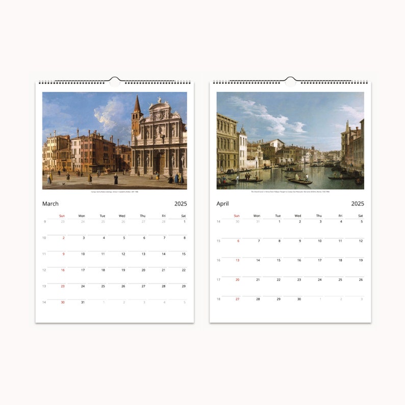 Masterpieces Wall Calendar Elegant Monthly Views of Venice