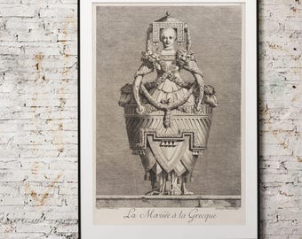 Lámina artística de mitología griega: Póster de la novia enmascarada, escultura antigua, diosa, decoración de la academia de la luz