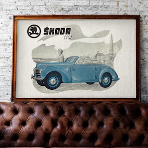 Skoda 1101 Art Print, Skoda Oldtimer, Classic Cars, Rare Classic Car, Wall Decor, Poster, Gift for Collectors