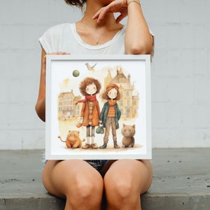 Arte caprichoso de la pared de la guardería: aventuras en la imaginación, arte de la pared de la habitación de los niños, decoración de la habitación del bebé, cartel ilustrado, regalo para ella