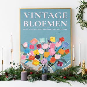 Amsterdam Blumenmarkt Poster | Bunter Blumen Art Print mit Pfingstrose, Lilie & Wildblumen | Geburts-Blumen-Dekor-Geschenk