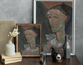Impresión de autorretrato de Modigliani: pintura de retrato de arte moderno