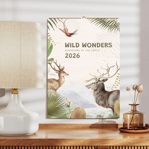 Wild Wonders Wandkalender | Von der Natur inspirierte Wildtierkunst, Wald- und Safaritiere, Kalendergeschenk für Wildtierliebhaber